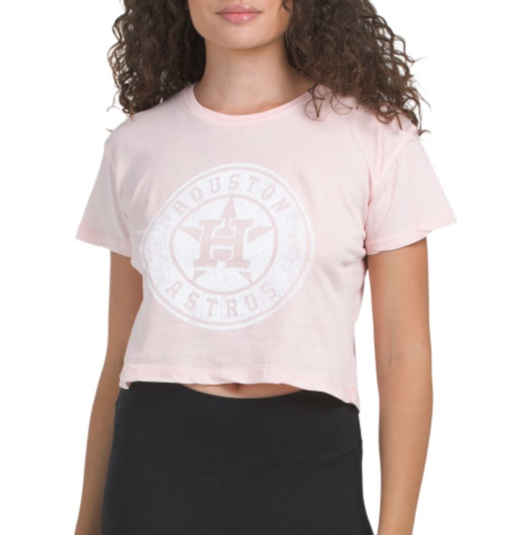 Soft as Grape Houston Astros light pink Crop top shirt size Medium NWT